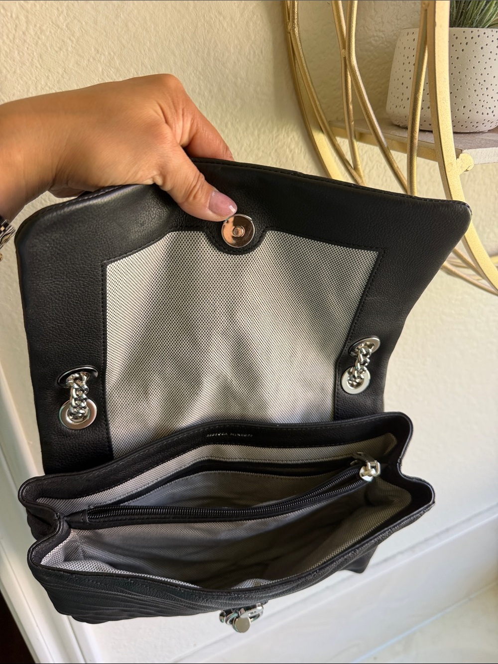 Rebecca Minkoff Black Quilted Shoulder Bag with Silver Chain - Picture 3 of 3
